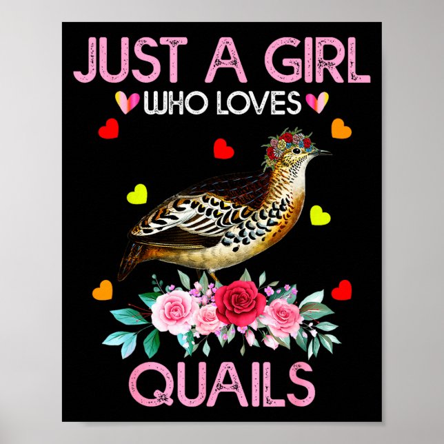 Quail Bird Lover Gift Just A Girl Who Loves Quails Poster (Front)