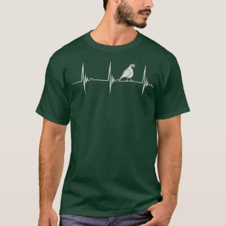Quail Bird Quail Owner Bird Watcher Heartbeat EKG T-Shirt