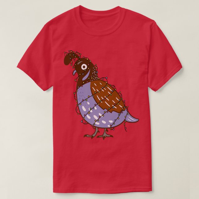 Quail Bird With Christmas Lights Costume Quail Lov T-Shirt (Design Front)