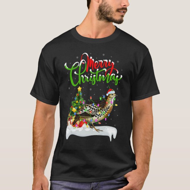 Quail Bird   Xmas Decorations Santa Quail Christma T-Shirt (Front)