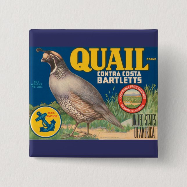 Quail Brand Contra Costa Bartletts 15 Cm Square Badge (Front)