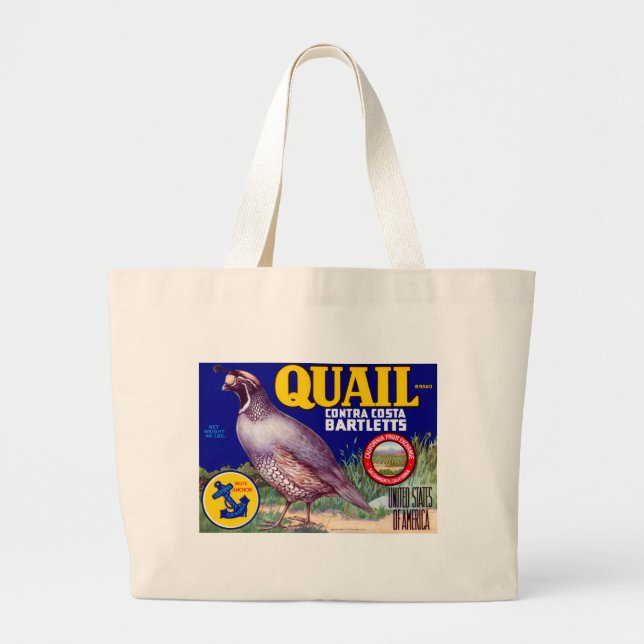 Quail Brand Contra Costa Bartletts Large Tote Bag (Front)