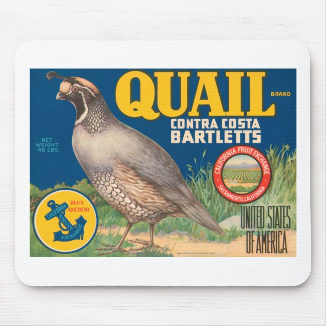 Quail Brand Contra Costa Bartletts Mouse Mat (Front)