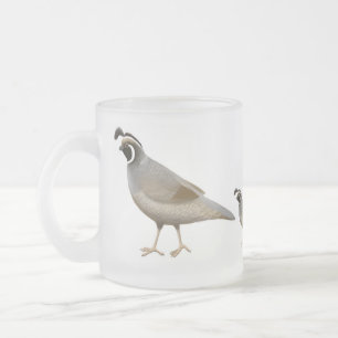 Quail Family Frosted Glass Mug