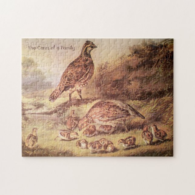Quail Family Medium Puzzle (250 pieces) (Horizontal)