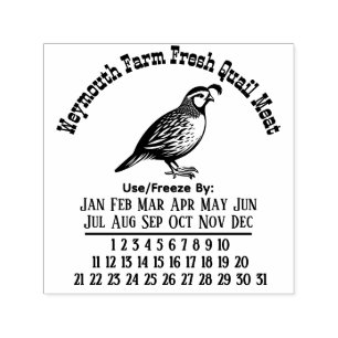 Quail Farm Meat Eggs Freshness Calendar Date #3A Self-inking Stamp