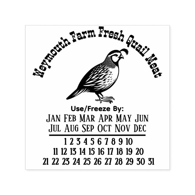 Quail Farm Meat Eggs Freshness Calendar Date #3A Self-inking Stamp (Design)
