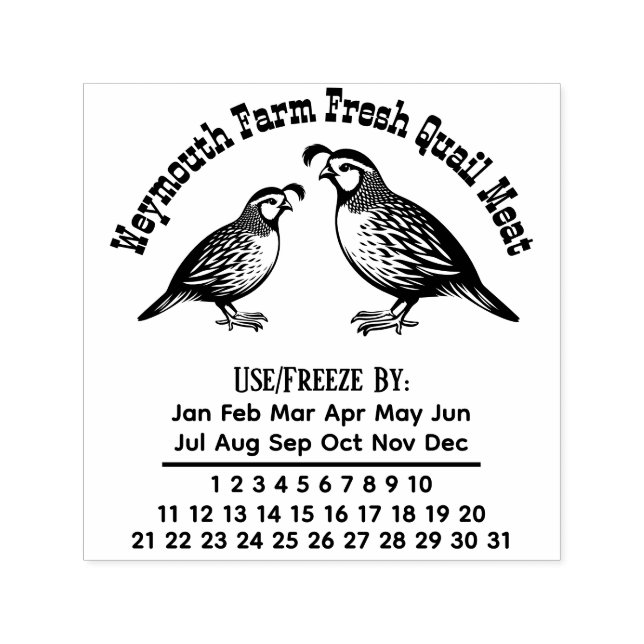 Quail Farm Meat Eggs Freshness Calendar Date #3D Self-inking Stamp (Design)