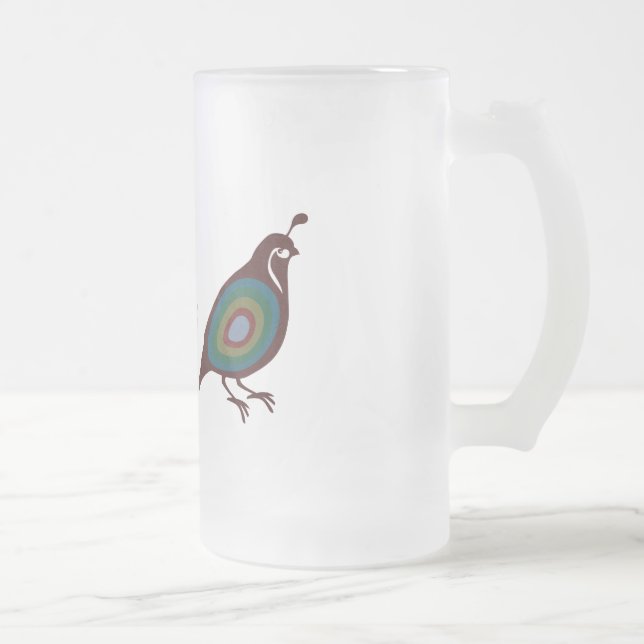 Quail Frosted Glass Beer Mug (Right)