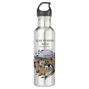 Quail Hunting with a Brittany Spaniels, Art  710 Ml Water Bottle