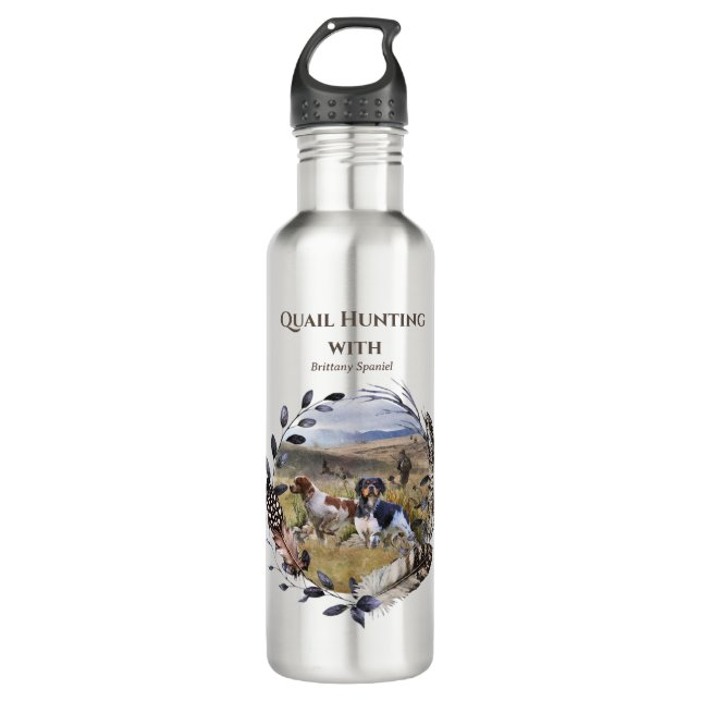 Quail Hunting with a Brittany Spaniels, Art  710 Ml Water Bottle (Front)