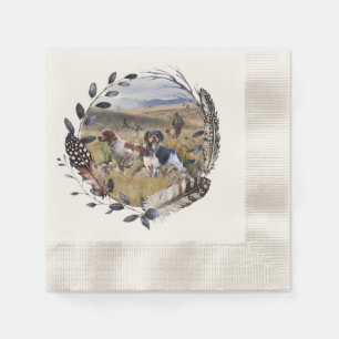 Quail Hunting with a Brittany Spaniels, Art Napkin