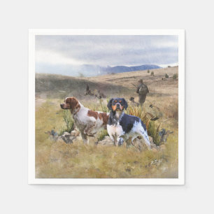 Quail Hunting with a Brittany Spaniels, Art Napkin
