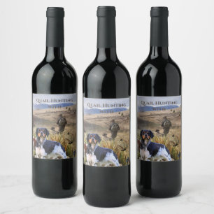 Quail Hunting with a Brittany Spaniels, Art  Wine Label