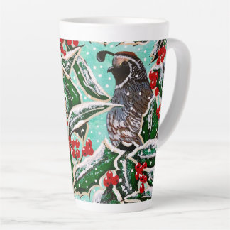 Quail in Holly Magnet Latte Mug