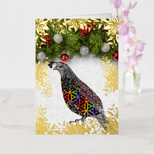 Quail Merry Christmas and Happy New Year Foil Holiday Card