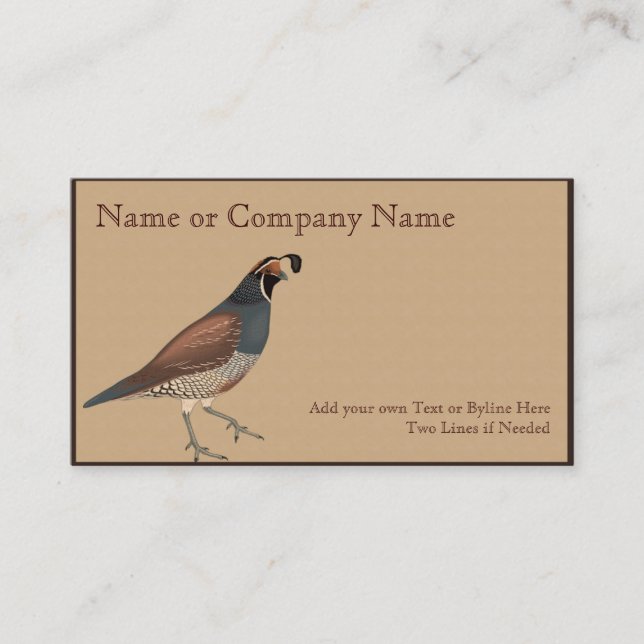 Quail on  Grey Gamboge with Leaves Business Card (Front)