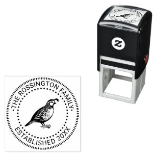 Quail Wild Game Bird Standing Fam Name Date Est NT Self-inking Stamp
