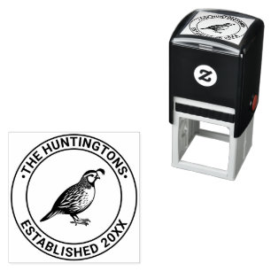 Quail Wild Game Bird Standing Family Name Date Est Self-inking Stamp