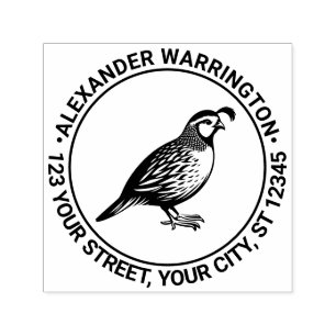 Quail Wild Game Bird Standing Name Ret Address Self-inking Stamp