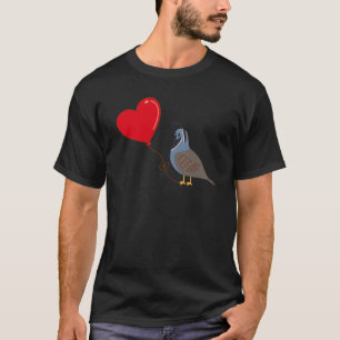 Quail With Heart Balloon Valentines Day Love Boys T-Shirt