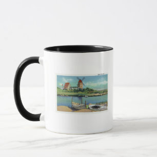 Quaint Cape Cod, View of Windmill and Boats Mug