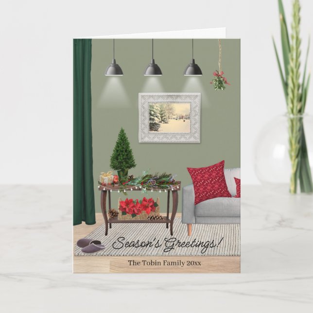 Quaint Christmas Scene Folded Card (Front)