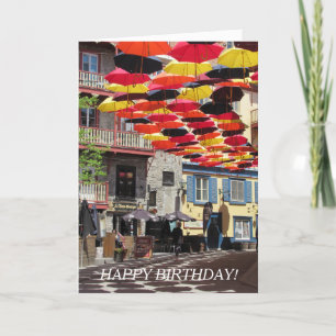 Quaint Colourful Quebec City Enjoy the message Card