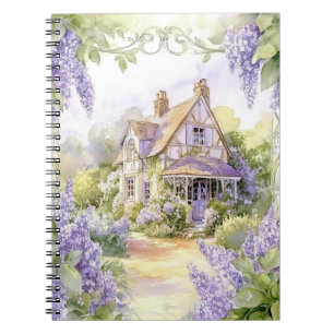 Quaint Cottage with Lilacs Notebook