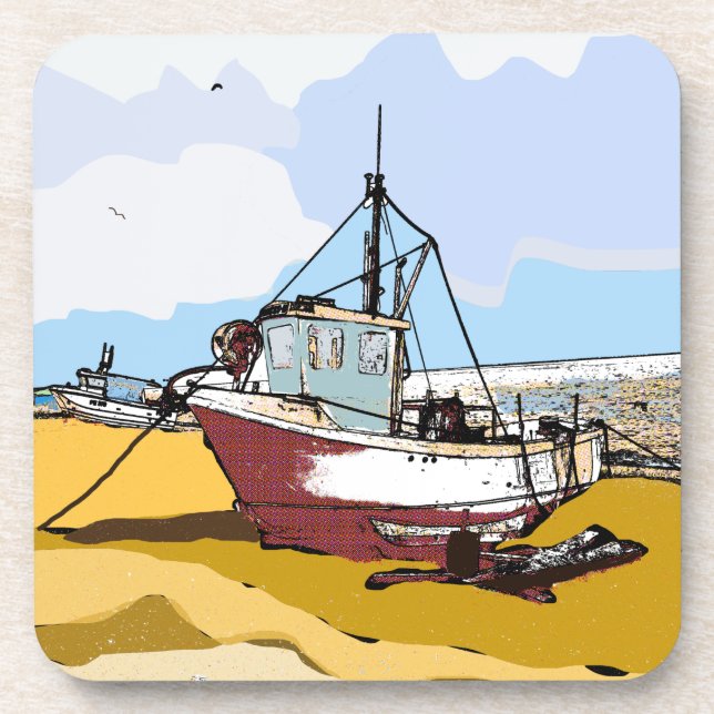 Quaint Fishing Boat  Coaster (Front)