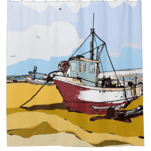 Quaint Fishing Boat Shower Curtain