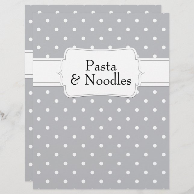 Quaint Grey Polkadot Pattern Recipe Divider (Front/Back)