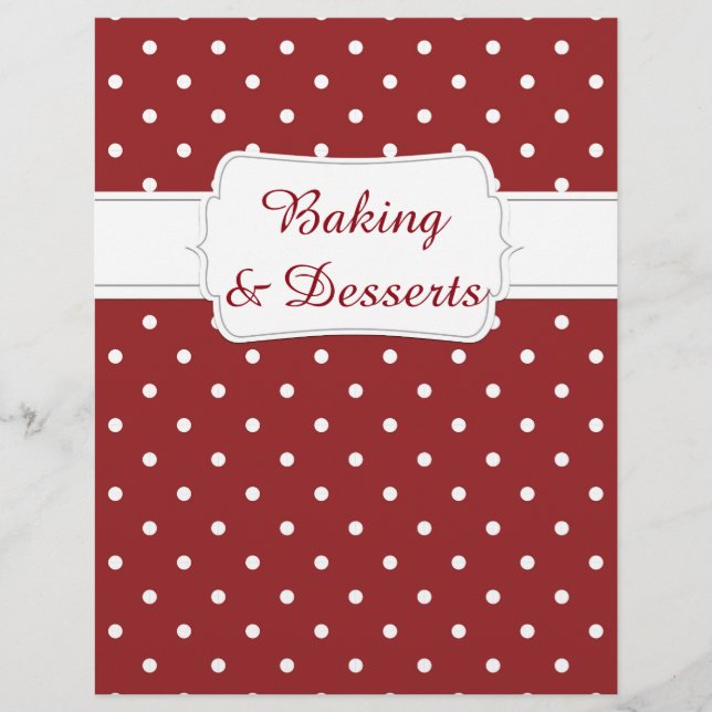 Quaint Maroon Dot Pattern Recipe Divider (Front)
