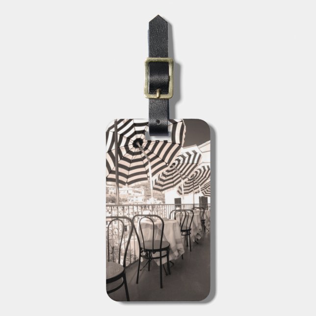 Quaint restaurant balcony, Italy Luggage Tag (Front Vertical)