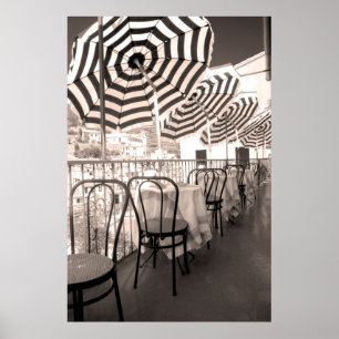 Quaint restaurant balcony, Italy Poster