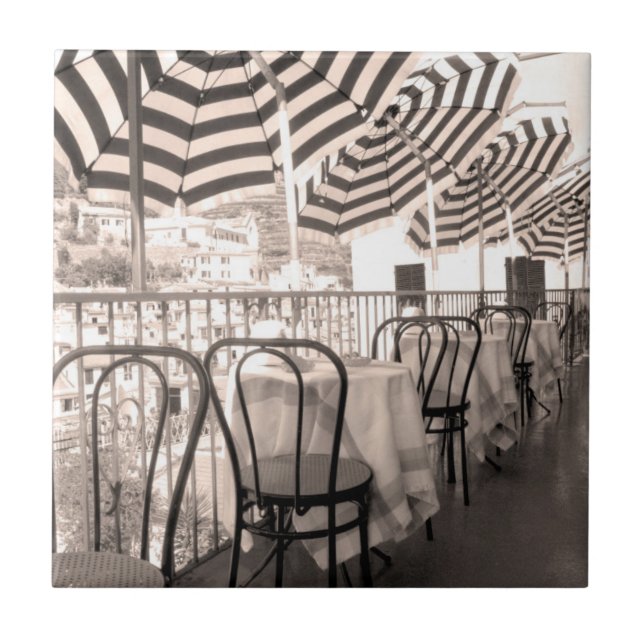 Quaint restaurant balcony, Italy Tile (Front)