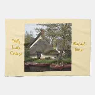 Quaint Thatched Cottage of Willy Lott, Flatford Tea Towel