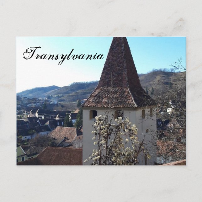 Quaint Village Tower Transylvania Postcard (Front)