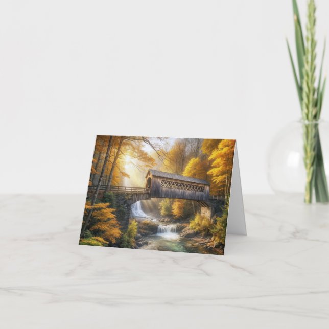 Quaint Wooden Covered Bridge Card (Front)