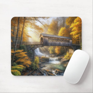 Quaint Wooden Covered Bridge Mouse Mat