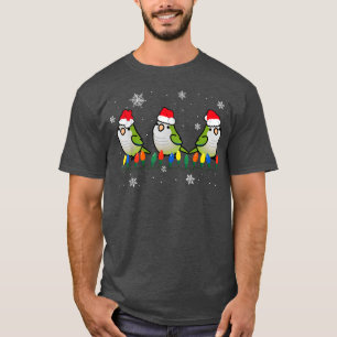 Quaker Parrot Bird Christmas Lights Funny Pet Xmas T-Shirt