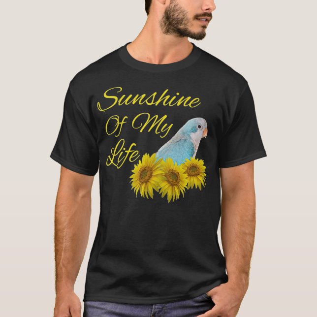 Quaker Parrot Blue Monk Parakeet Sunshine T-Shirt (Front)