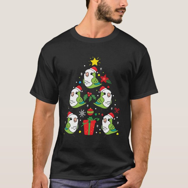 Quaker Parrot Green Christmas Ornament Tree Funny  T-Shirt (Front)