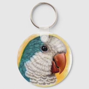 Quaker parrot realistic painting key ring