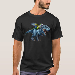 Quaker Parrot Riding Dinosaur Funny Bird Lover T-Shirt