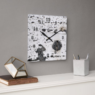 Quaking Aspen Bark Close Up Photograp Square Wall Clock