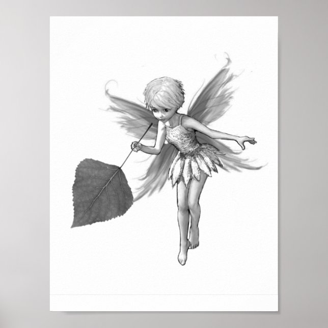 Quaking Aspen Tree Fairy with Leaf Poster (Front)