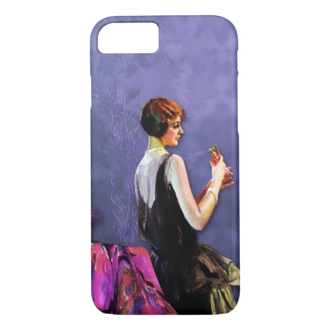 QUALIDA, 1920s FASHION in PERIWINKLE and FUCHSIA Case-Mate iPhone Case (Back)