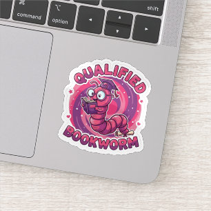 Qualified Bookworm Sticker Bookish Cute Reading 