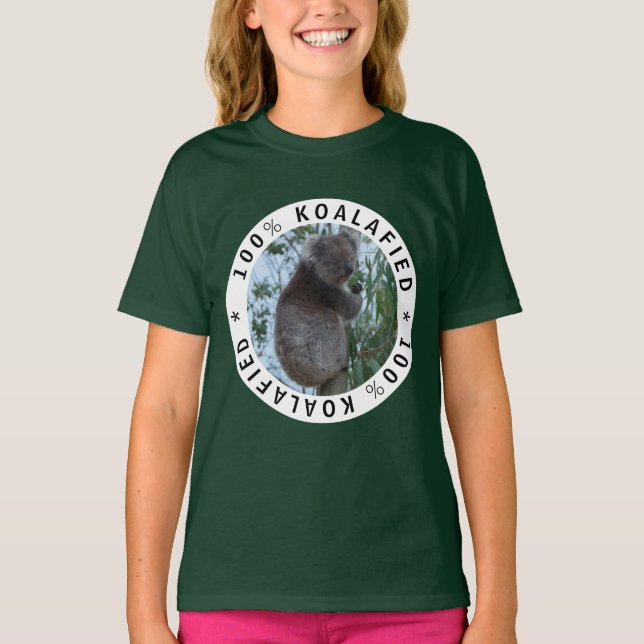 Qualified Koalafied Cute Funny Koala in a Tree T-Shirt (Front)